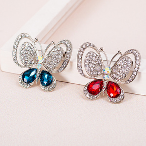 Girls Rhinestone Insect Butterfly Broches Pins Brooches Large Crystal Safety Butterfly Brooches Pins For Wedding