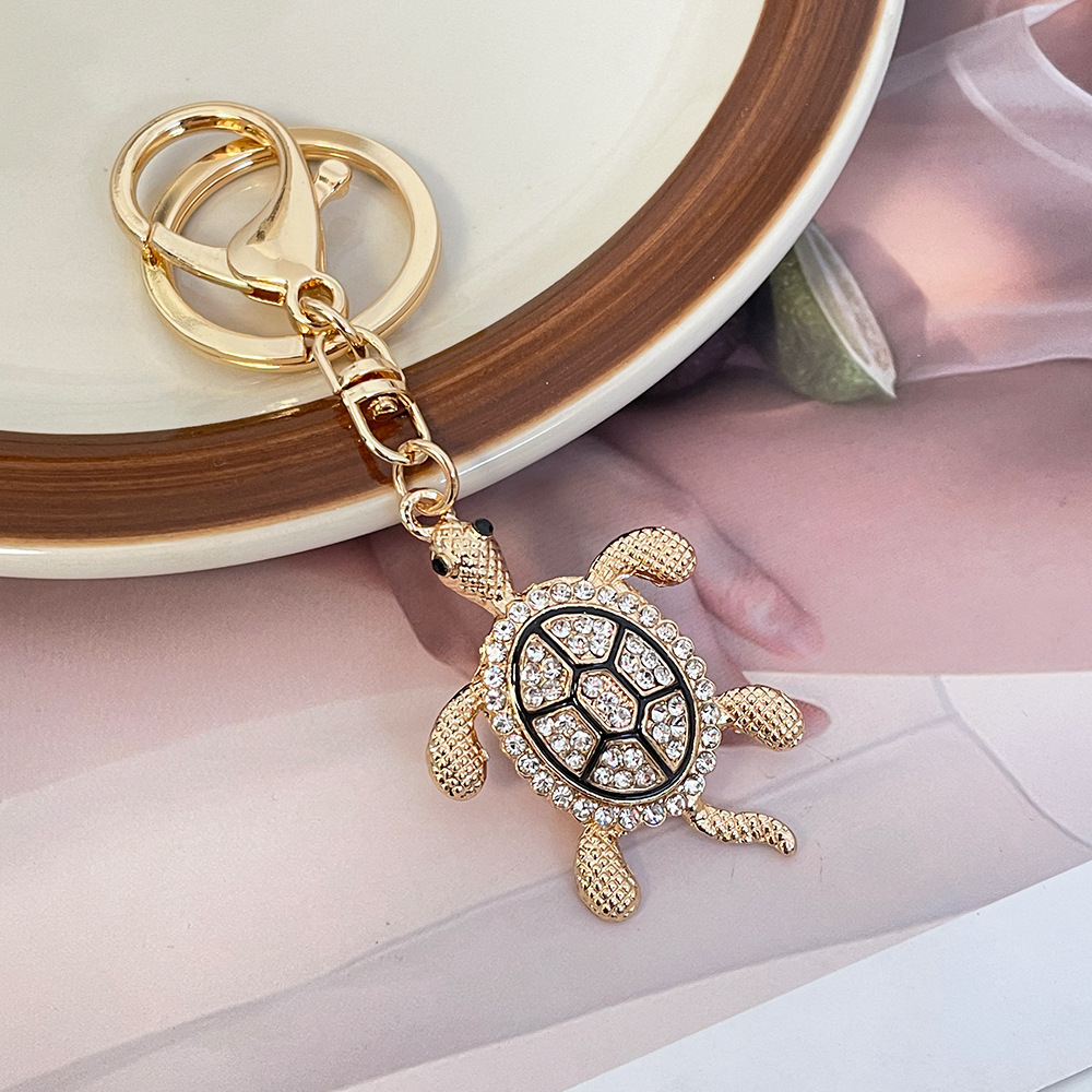 Cute Ocean Animal Turtle Car Key Ring Accessory Bling Rhinestone Crystal Sea Turtle Keychain For Gift