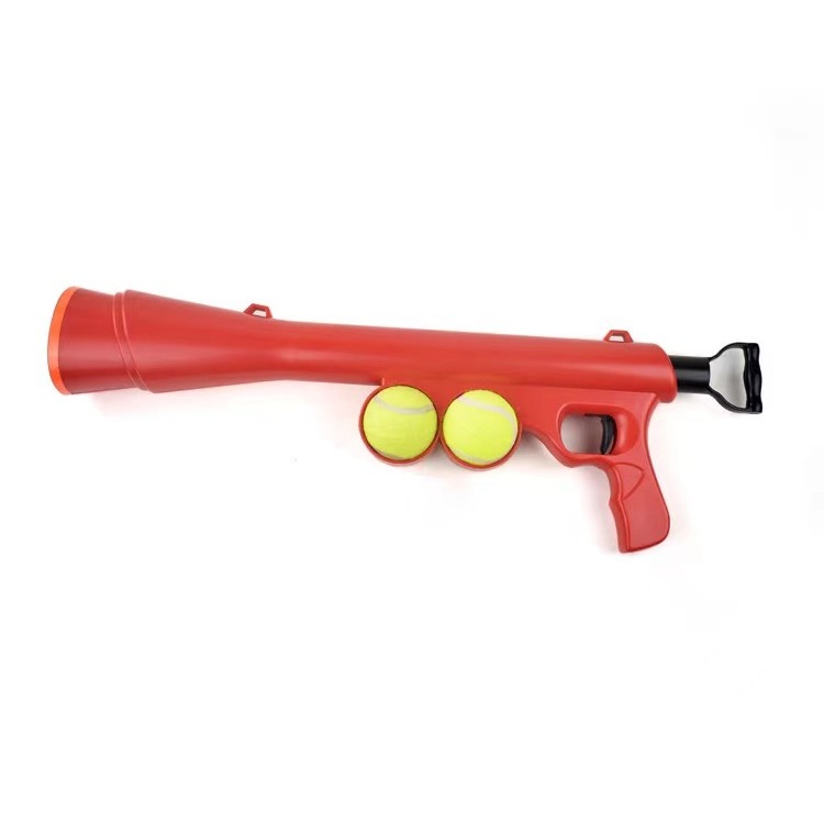 Launcher Gun with 2 Balls Pet Training Throw Dog Toy Tennis Ball