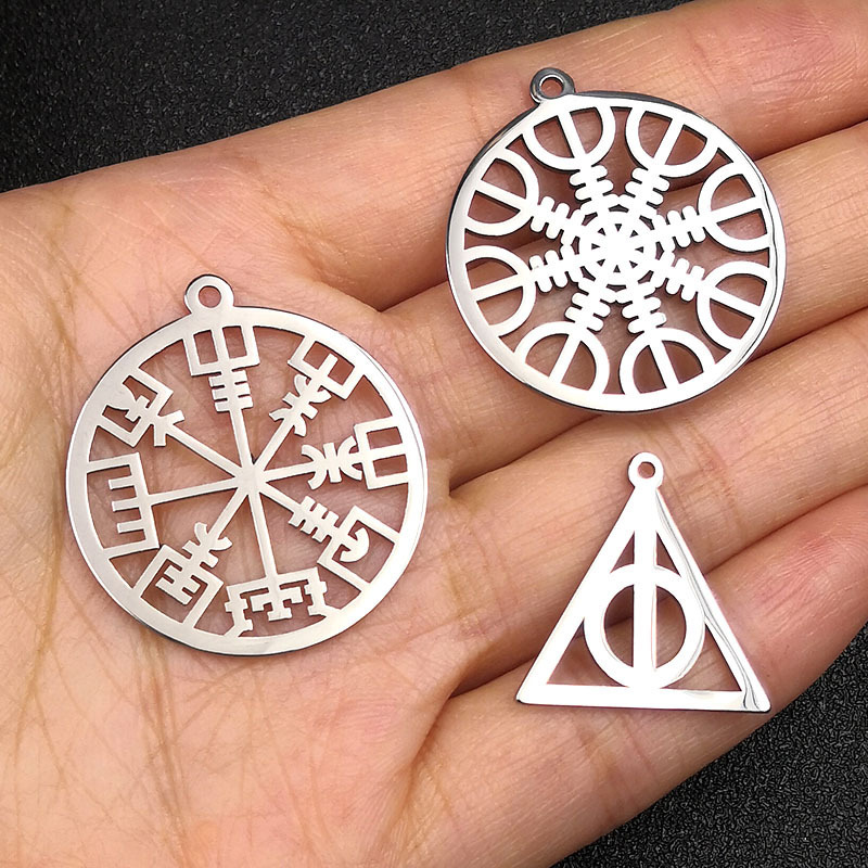 Stainless Steel Pendant Norse Compass Charms Deathly Hallows Butterfly Mirror Effect Exquisite stainless steel Charm Wholesale