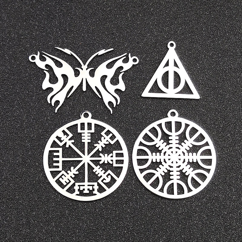 Stainless Steel Pendant Norse Compass Charms Deathly Hallows Butterfly Mirror Effect Exquisite stainless steel Charm Wholesale