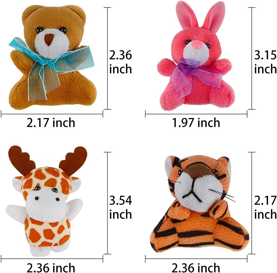 Aitbay 30 Pack Mini Plush Animals Toys Set, Cute Small Stuffed Animal Keychain Set for Party Favors, Kids Valentine G