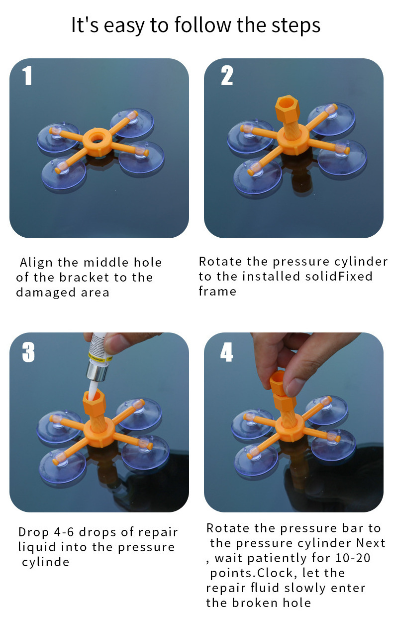 Car windshield repair tool crack bull's eye star glass repair fluid