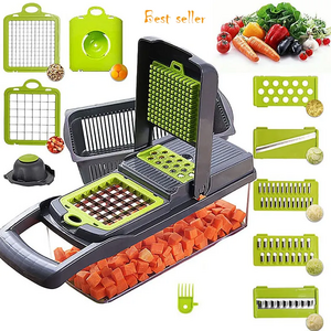 multi function 12 In 1 manual mandoline fruit vegetable cutter onion dicer  veggie slicer vegetable chopper