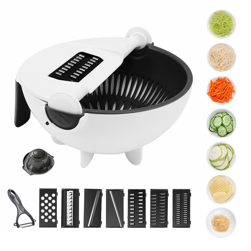 9 In 1 Multifunction Kitchen Tools Fruit Peeler Cabbage Potato Grater Vegetable Cutter Slicer With Drain Basket