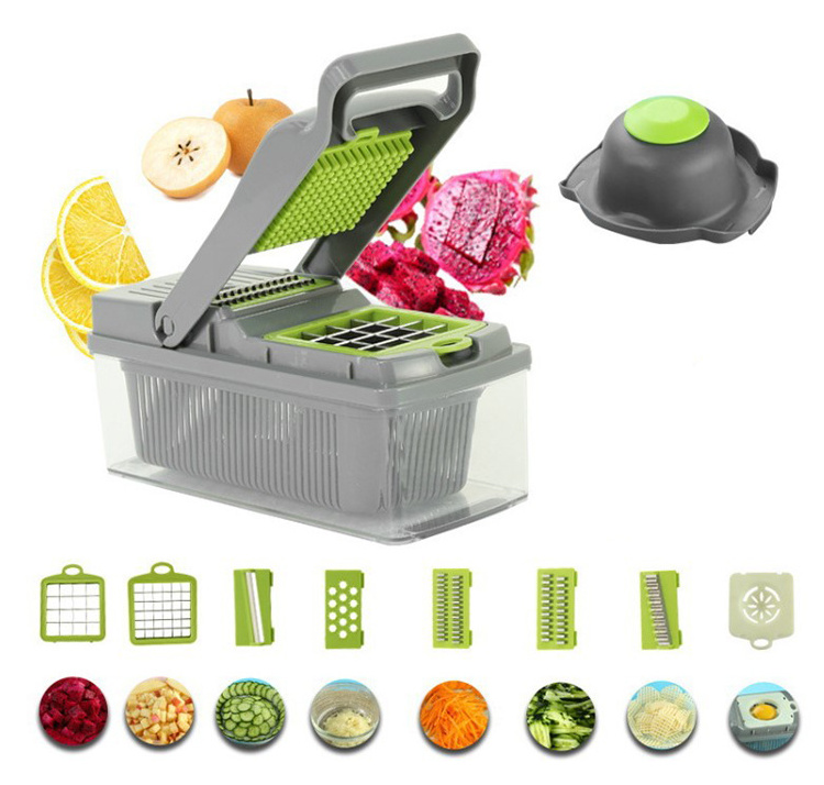 multi function 12 In 1 manual mandoline fruit vegetable cutter onion dicer  veggie slicer vegetable chopper