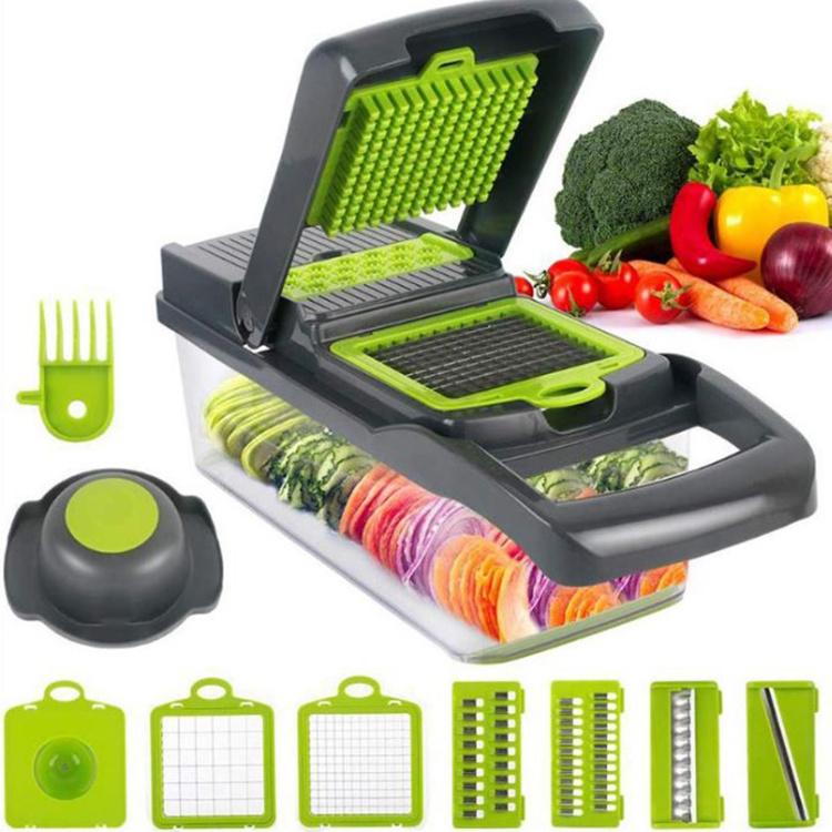 multi function 12 In 1 manual mandoline fruit vegetable cutter onion dicer  veggie slicer vegetable chopper