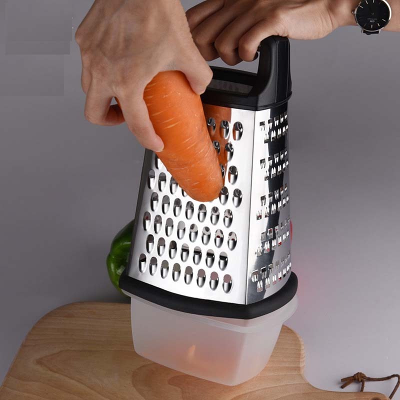 Multi-functional Stainless Steel 4 Sided Food Vegetable Grater Cheese Box Grater