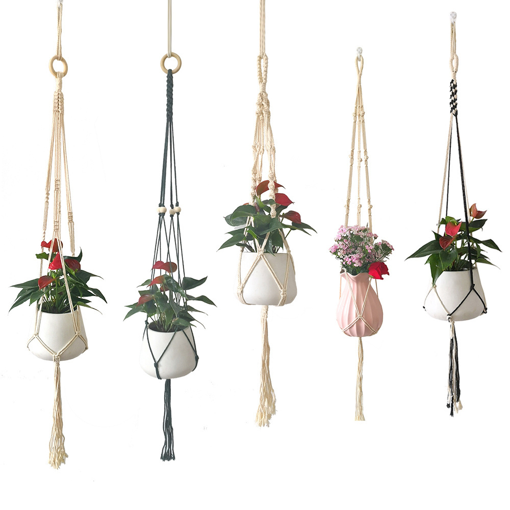 Bohemian home decoration fancy plant hanger support wholesale Macrame indoor plant hanger