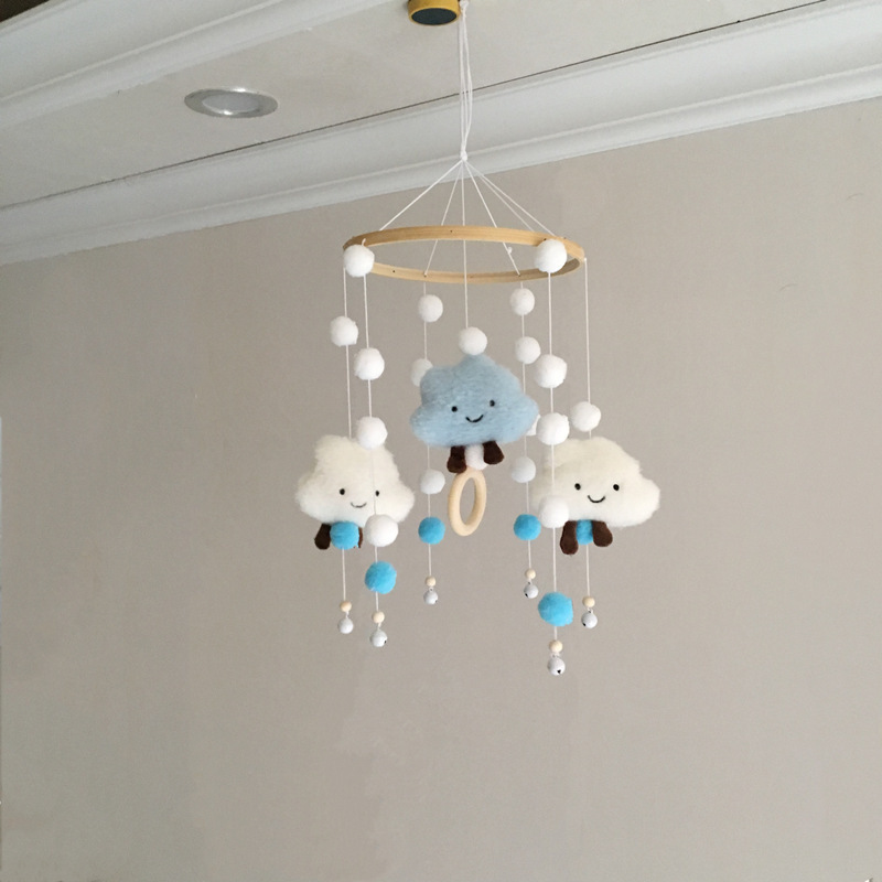 Cross-border cloud hair ball wind chimes bed Bell crib decoration pendant children room wall decor hanging