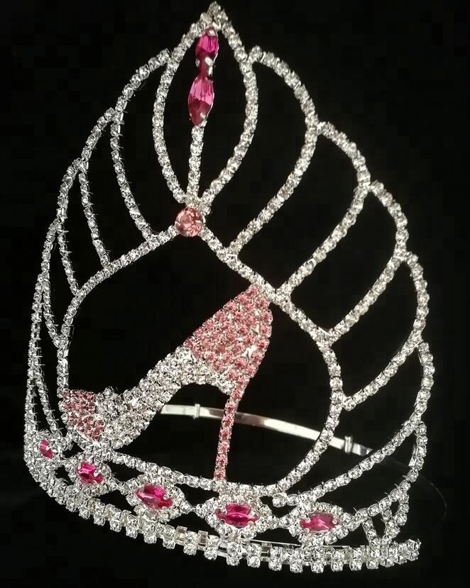 Wholesale Cheap Pink Rhinestone High Heels Tiara Queen Princess Pageant Crown