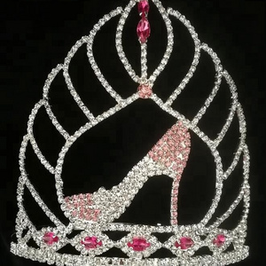 Wholesale Cheap Pink Rhinestone High Heels Tiara Queen Princess Pageant Crown