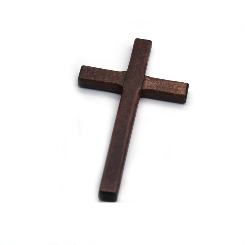 Wholesale Price Religious Decoration Wood Carved 7*12cm Hand Fit Small Wooden Cross for Church Prayer Necklace Making