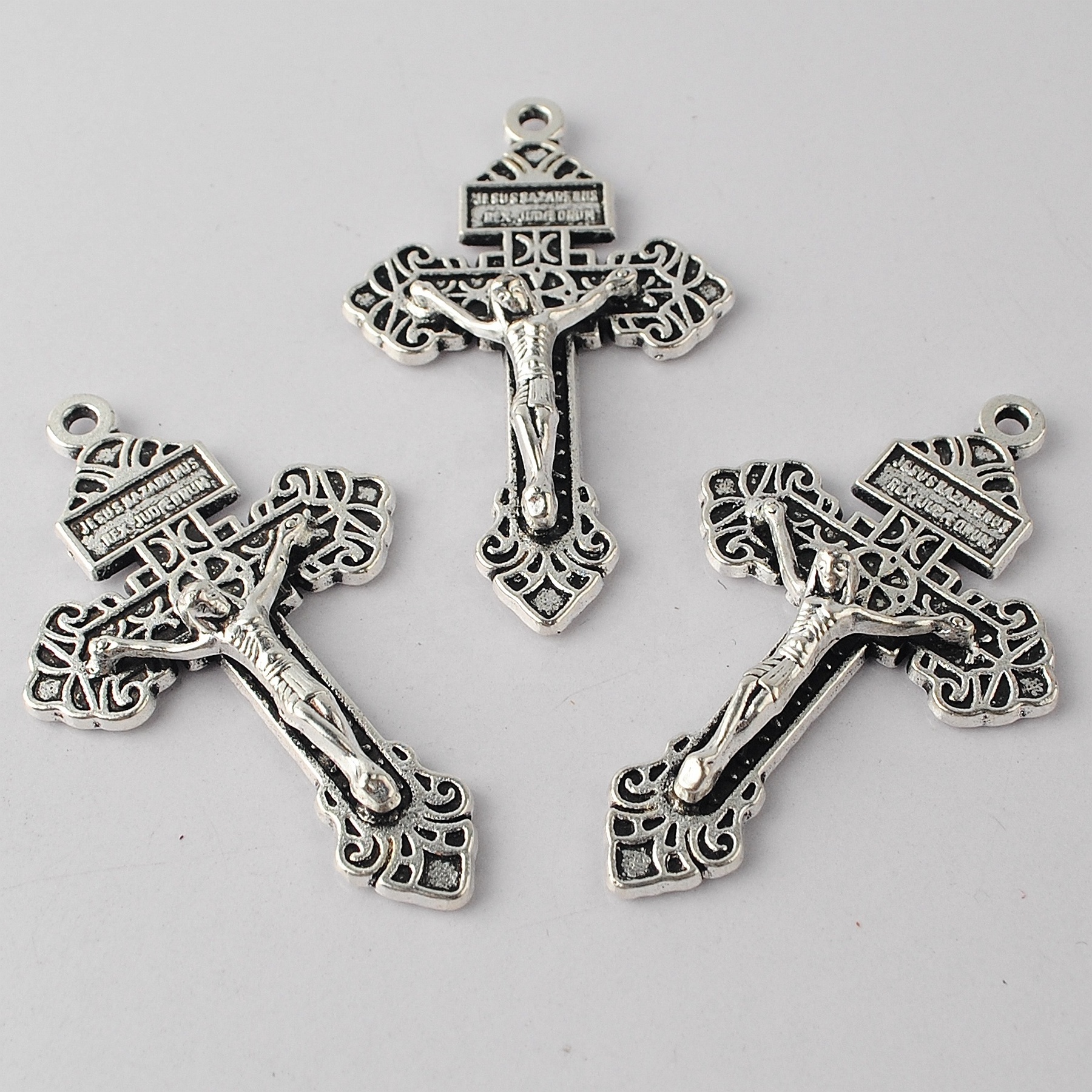 55x33mm Antique Silver Zinc Alloy Metal Catholic Pardon Crucifix and Cross Pendant