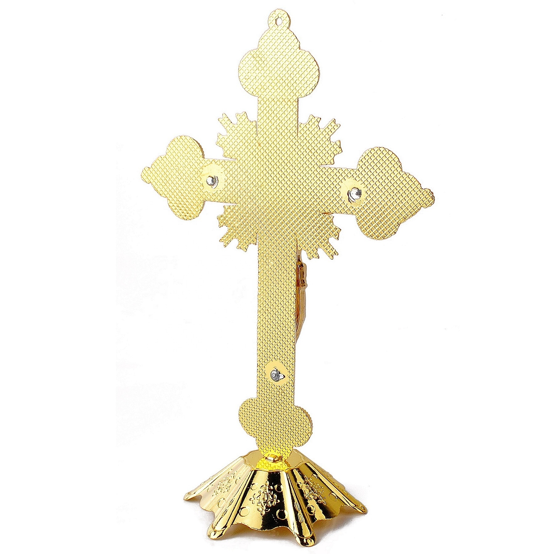 21.0cm Height Gold Metal Wall and Tabletop Corpus Crucifix Cross