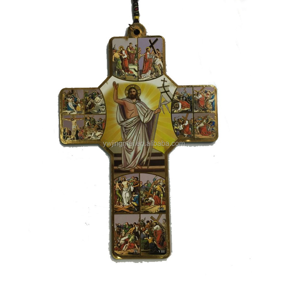 Wood Decoration Catholic/religious Saints Icon Carved Ply Wood Art & Collectible Cross Religious Wall Icon Crucifix CN;ZHE KM003