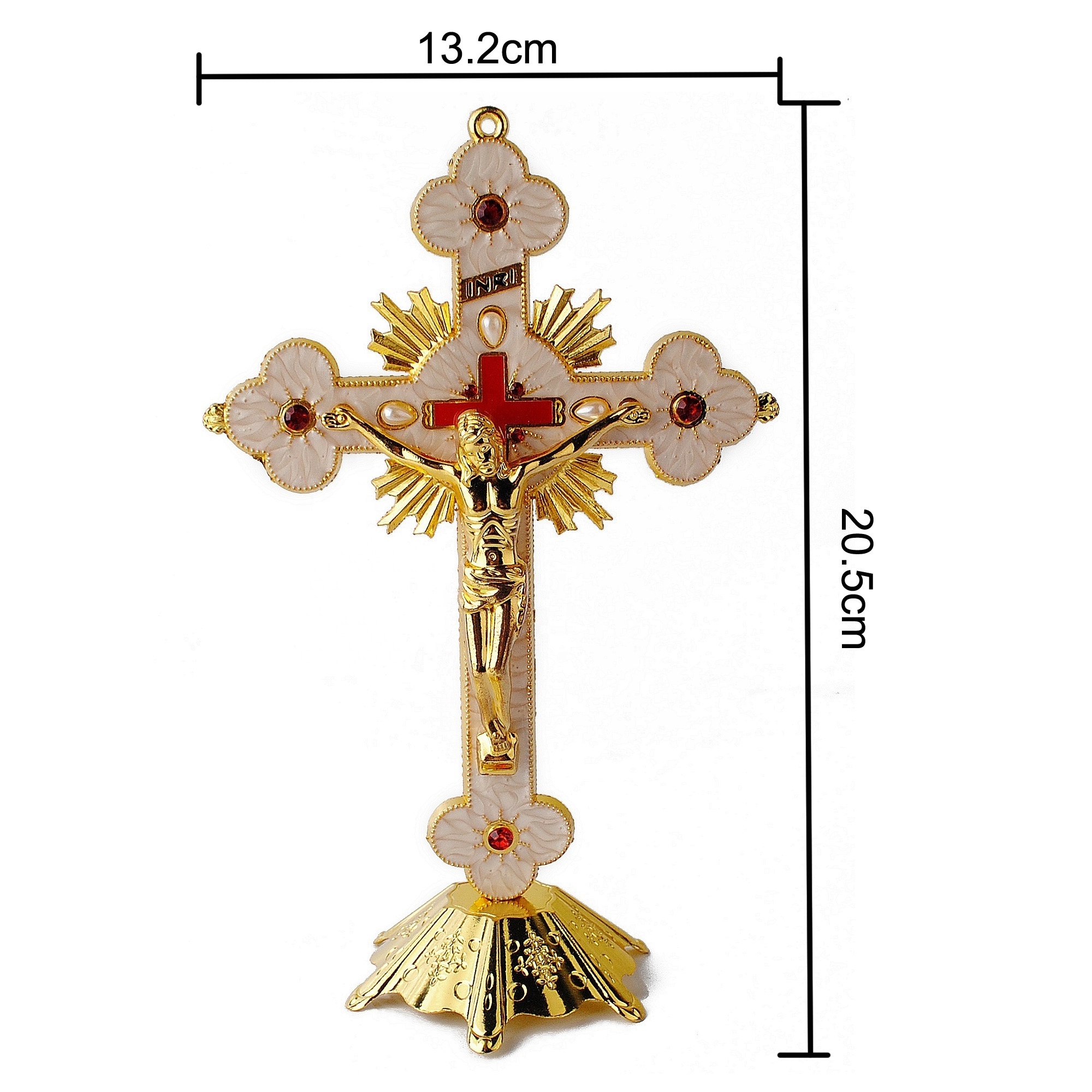 21.0cm Height Gold Metal Wall and Tabletop Corpus Crucifix Cross