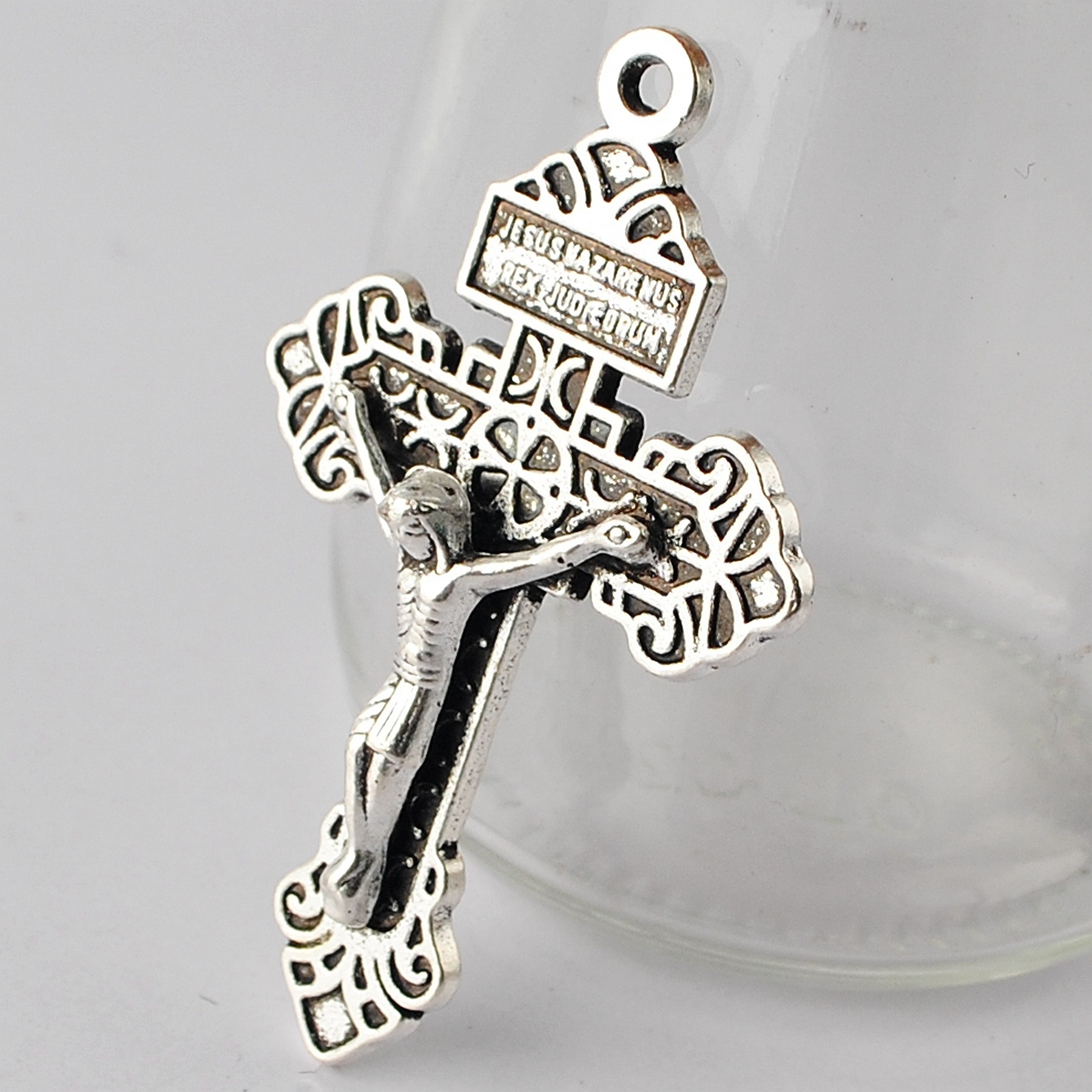 55x33mm Antique Silver Zinc Alloy Metal Catholic Pardon Crucifix and Cross Pendant