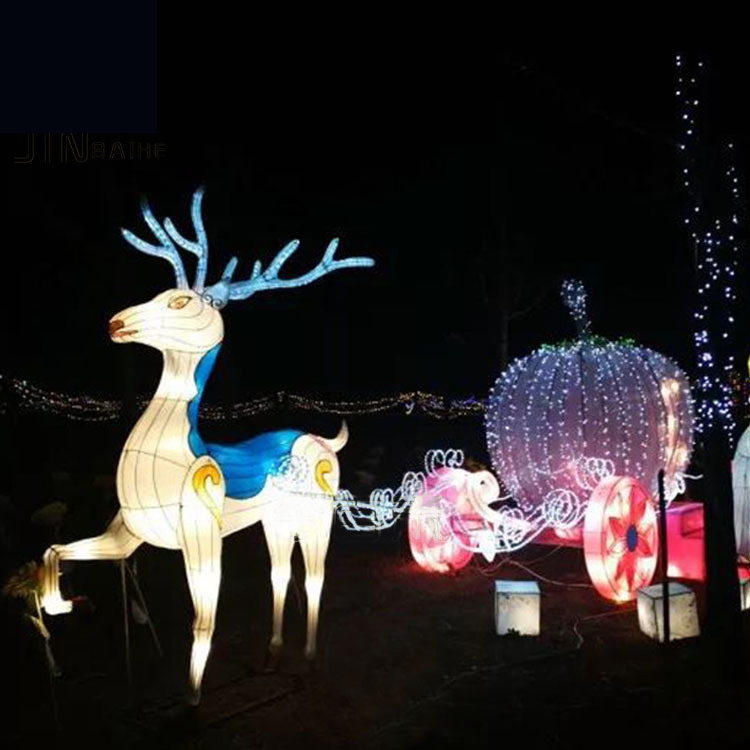 Festival Lantern Motif Lights Christmas New Year Reindeer with Sledge Animals Decorative Lighting Decoration Cartoon Outdoors