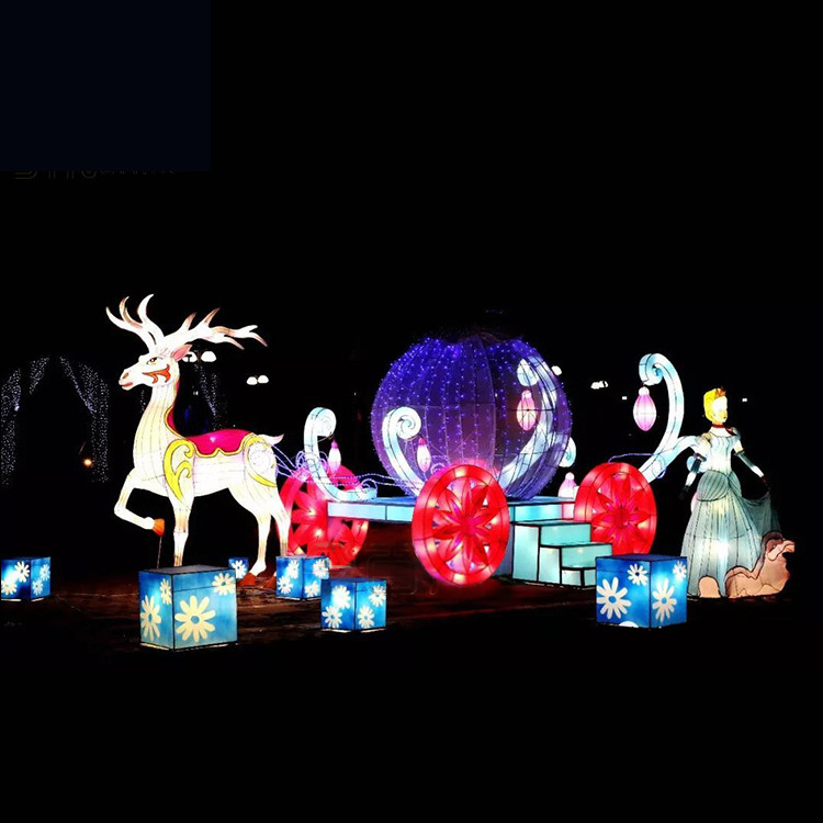 Festival Lantern Motif Lights Christmas New Year Reindeer with Sledge Animals Decorative Lighting Decoration Cartoon Outdoors