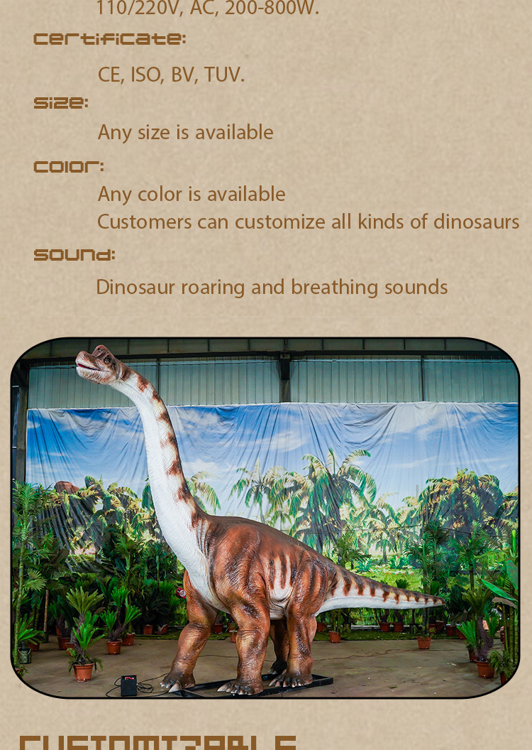 Brachiosaurus Animatronic Robotic Dinosaur Outdoors for Theme Amusement Park Real Size For Sale