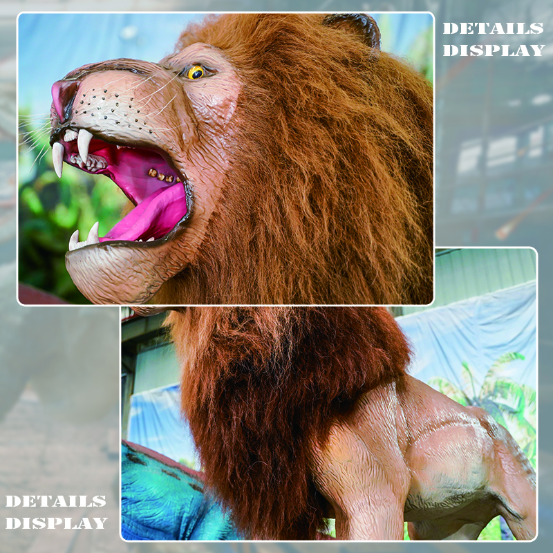 Lion Animatronic Dinosaur Model Robotic for Amusement Park Realistic Outdoors For Sale