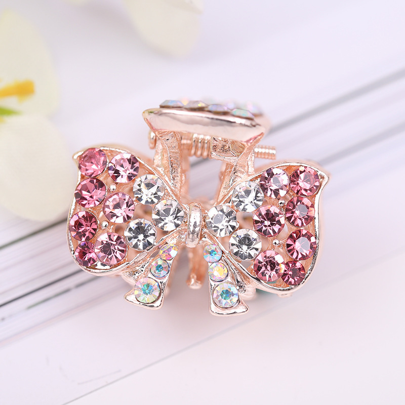 Wholesale metal butterfly crown rhinestone small hair claw clip bang clips for women