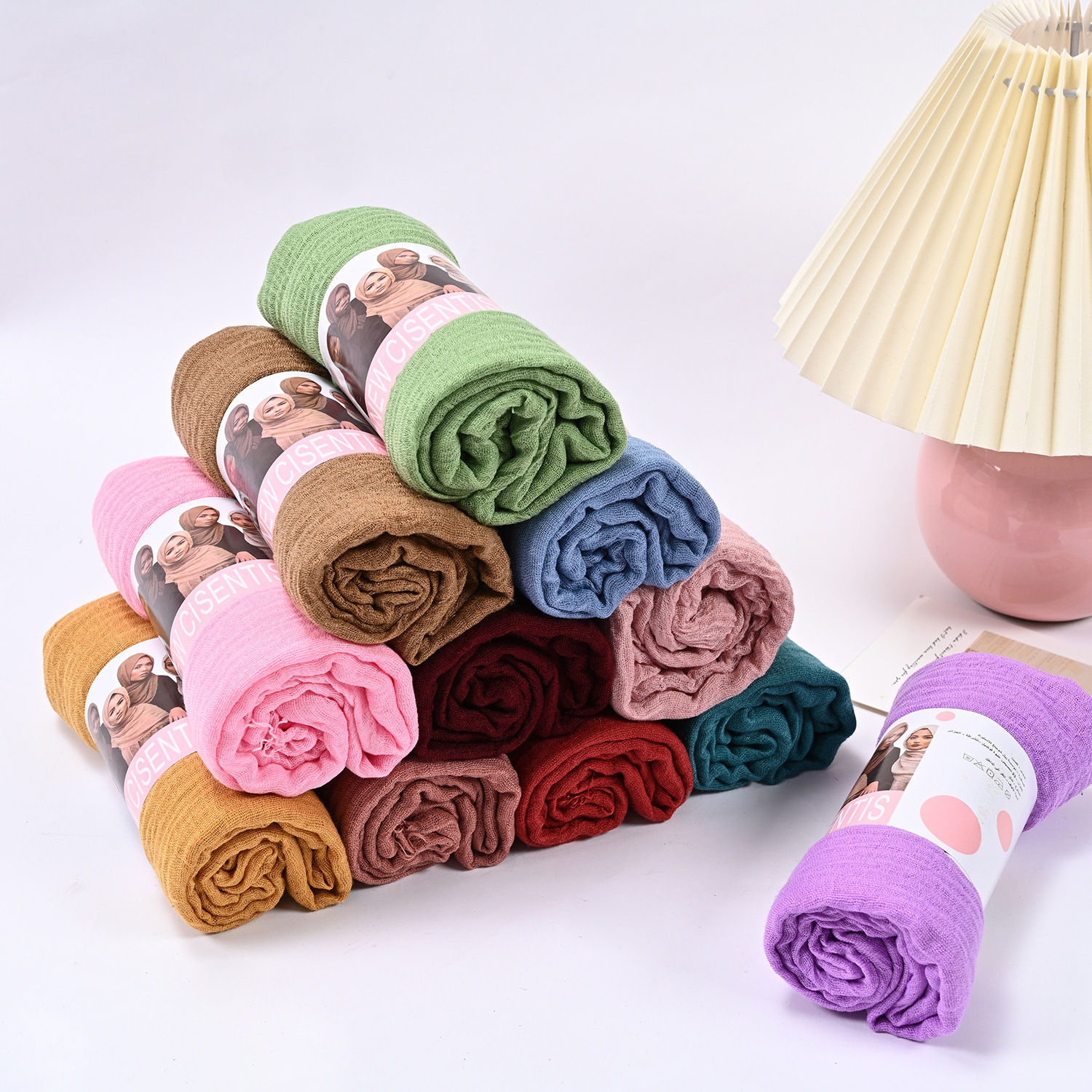 Wholesale Cheap Linen Cotton Head Scarf Candy Color Hijab Scarf 90*180cm Women Cotton Monochrome Scarfs Muslim Hijabs