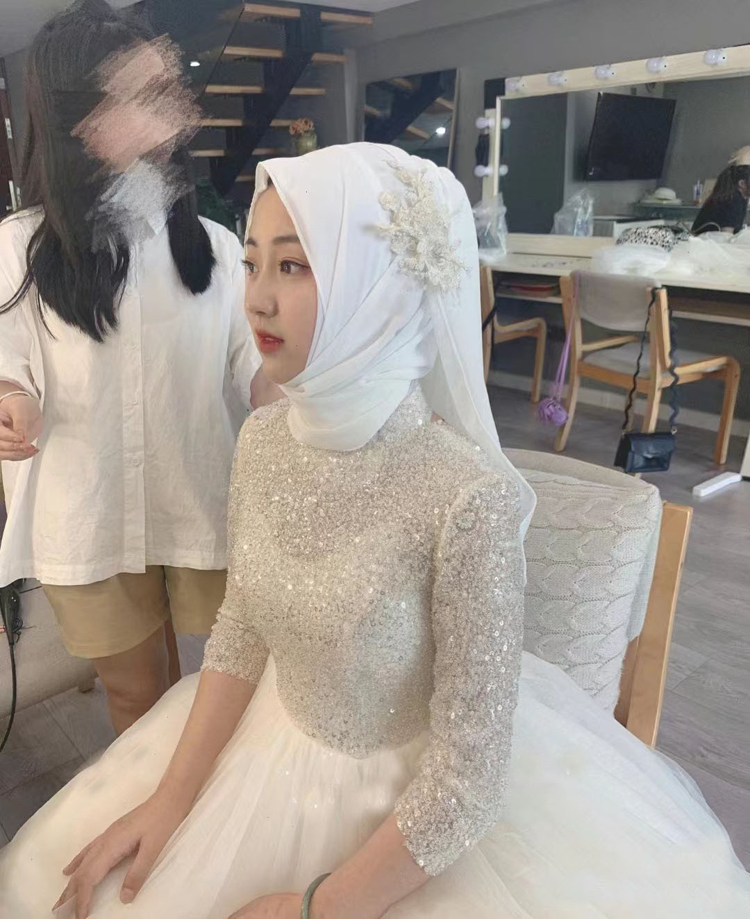 sachin and babi light blue dress Muslim Wedding Dresses For Bride, Plus Size Muslim Wedding Dresses Online