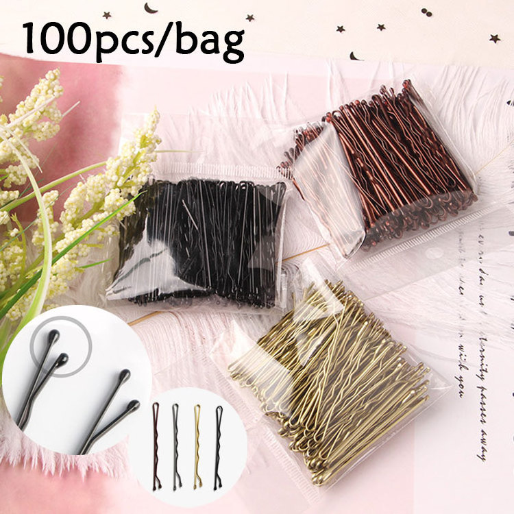 100 Pcs 4 colors 5/6cm Hair Clip Lady Hairpins Curly Wavy Grips Hairstyle Hairpins Women Bobby Pins Styling Hair Accessories