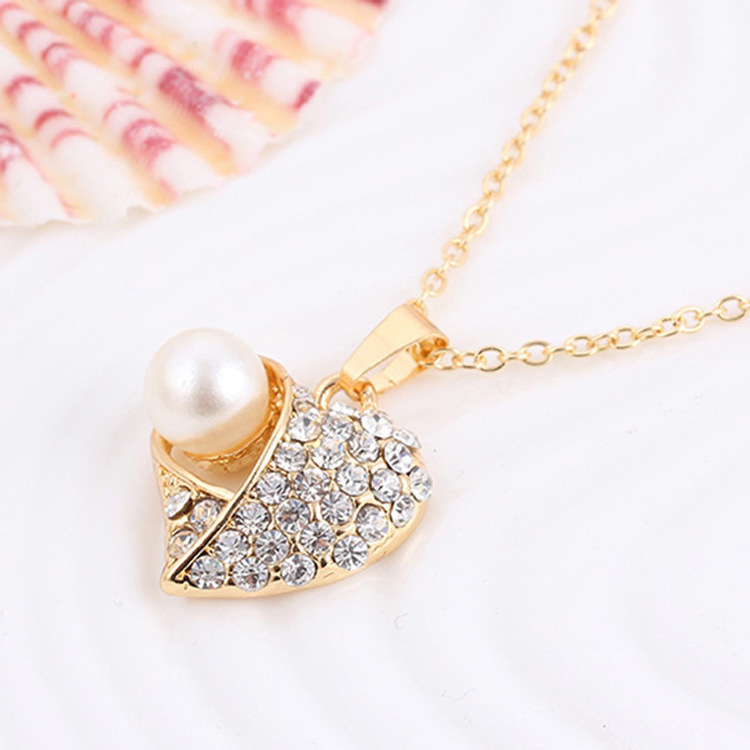 Fashion Gold Bridal Wedding Jewelry Set Wholesale Heart Necklace and Earring Women Jewelry Sets