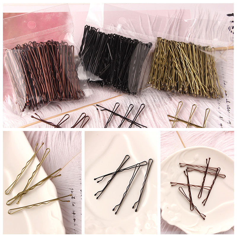 100 Pcs 4 colors 5/6cm Hair Clip Lady Hairpins Curly Wavy Grips Hairstyle Hairpins Women Bobby Pins Styling Hair Accessories