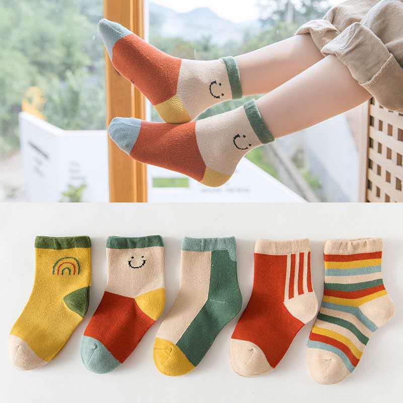 Winter Children's Socks Boys Mid-tube Kids Socks Terry Inside Girls Boys Baby Socks