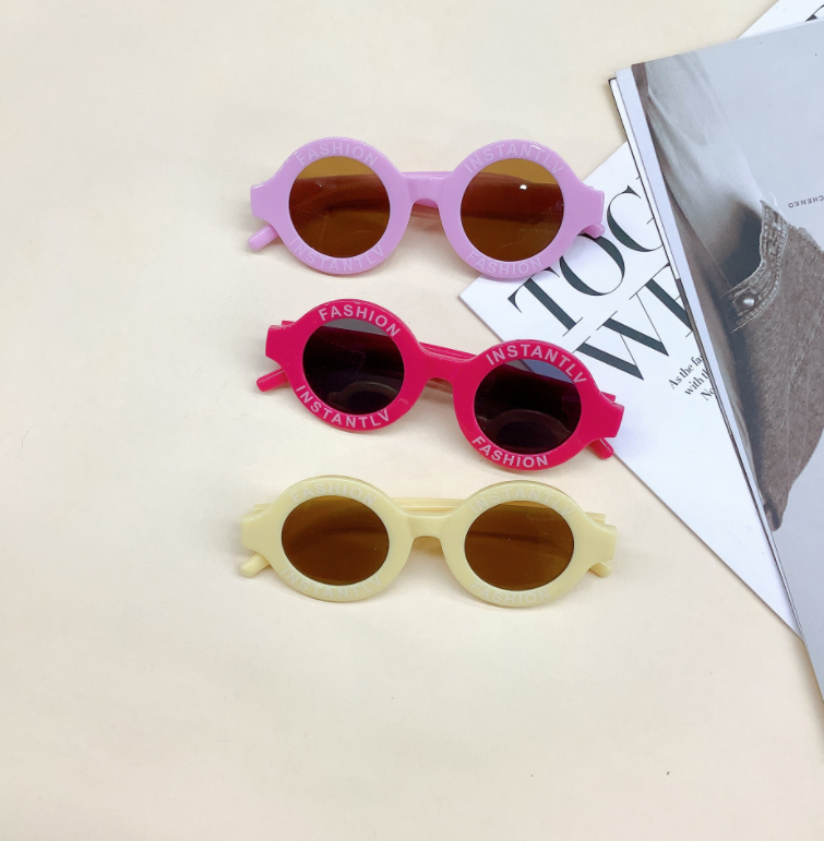 New Fashion Design Dropshipping Letter Spring Color Funny Kids Sunglasses With Logo 2022