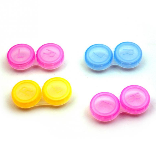 Glasses Cosmetic Contact Lens Box Portable Lens Case Double-box Eye Care Box Cosmetic Travel Kit Holder Eyewear Bag Random Color