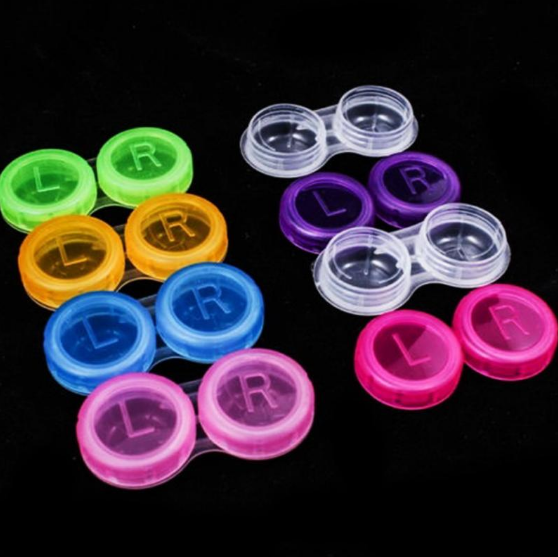 Glasses Cosmetic Contact Lens Box Portable Lens Case Double-box Eye Care Box Cosmetic Travel Kit Holder Eyewear Bag Random Color