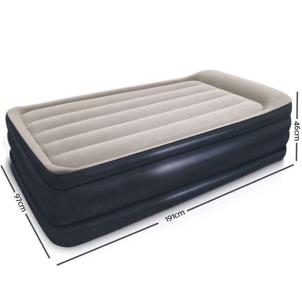 Bestway 67628 75in.x38in.x18in Single Flocked Inflatable Air Bed With Built-in Pillow Electric Pump