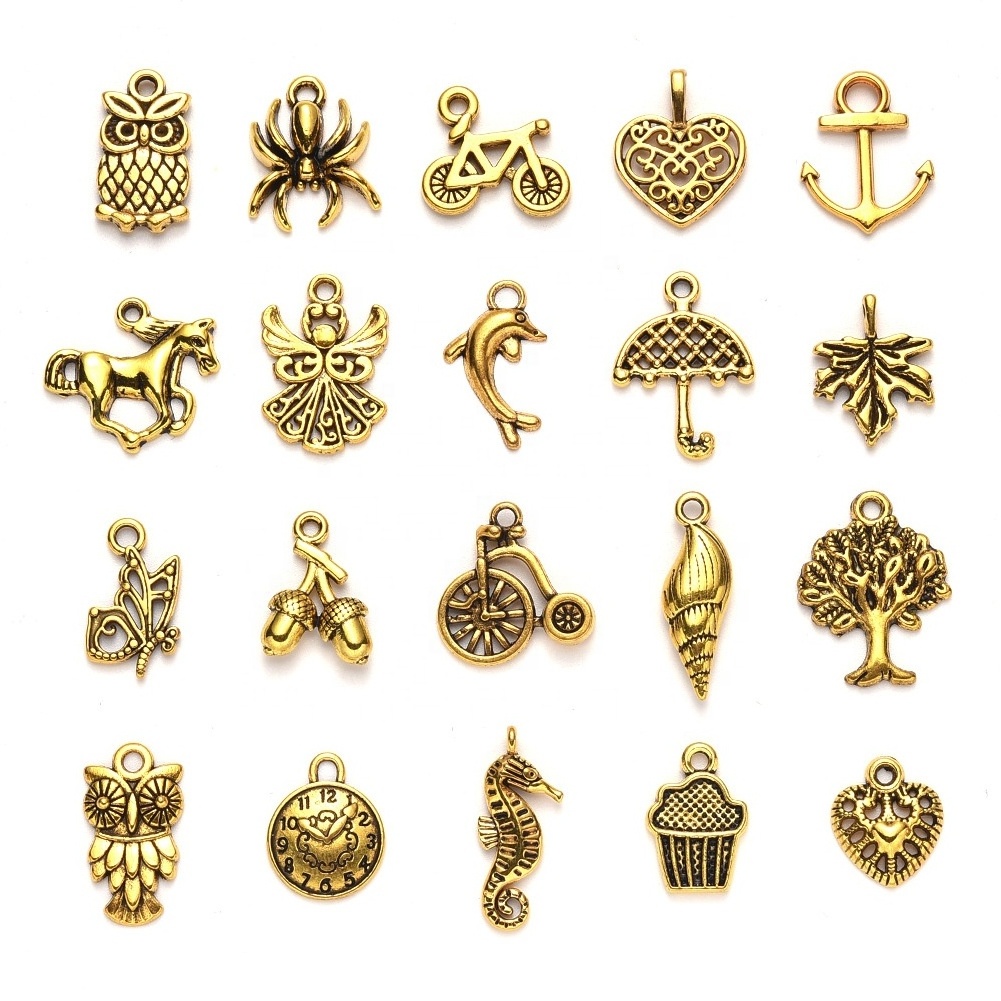 Mixed Antique Bronze Plated Handmade Turtles umbrellas butterflies Charms Pendant DIY Jewelry Making for Necklace DIY Charms