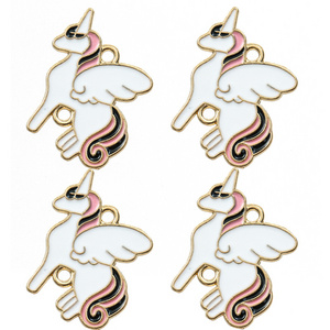 Cartoon Colorful Cute Enamel Unicorn Charms Connectors Pendants For Jewelry Making DIY Handmade Accessories