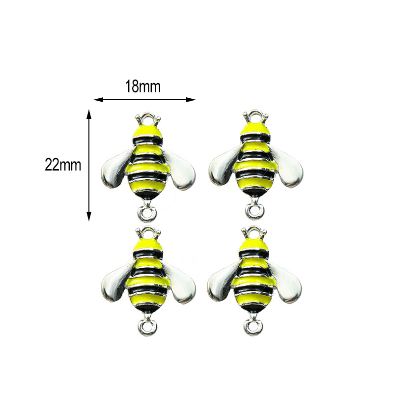 Cute Alloy Enamel Bee Findings Charms Pendants For Jewelry Making DIY Handmade Connector Accessories