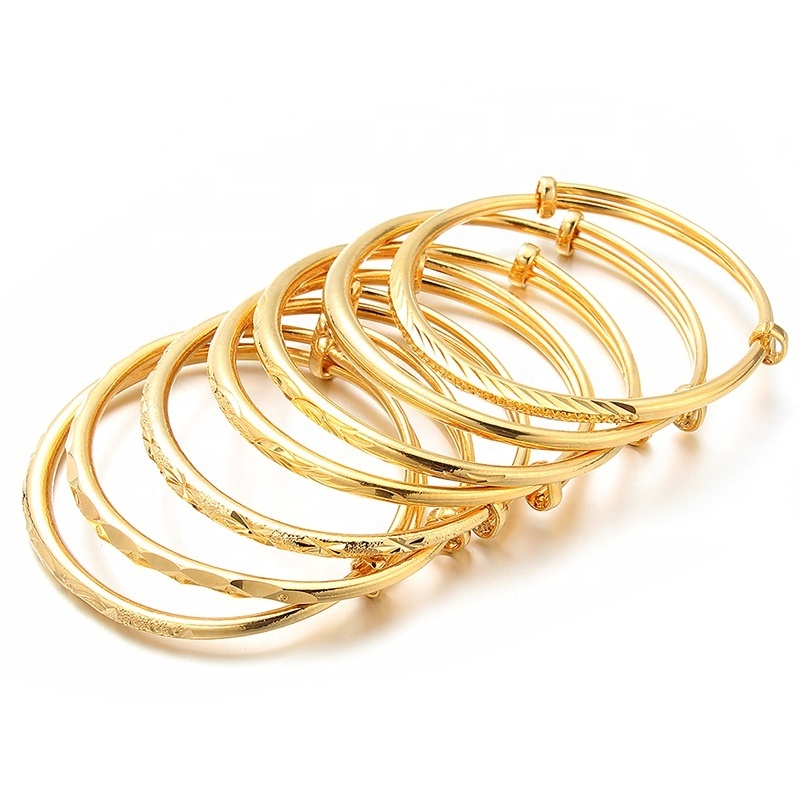 24k Gold Color Dubai Adjustable Gold Bangles for Women Men Gold Color Ethiopian Bracelets African Bangles Bracelets Jewelry