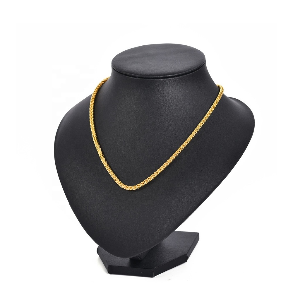 High Quality Fashion Gold 24K Stainless Steel Gold Plated Chain Necklace 18-24