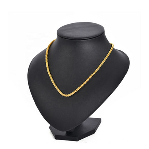 High Quality Fashion Gold 24K Stainless Steel Gold Plated Chain Necklace 18-24" inch For Women Men Jewelry Necklace