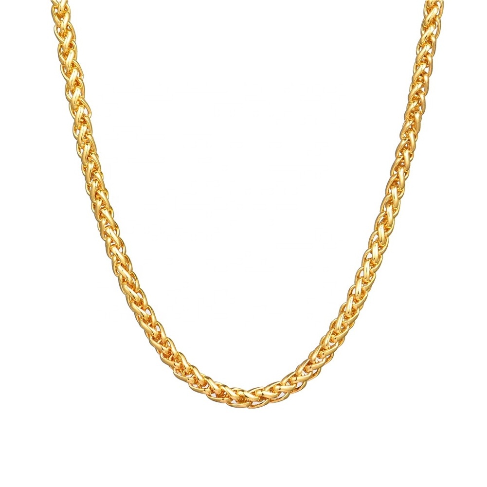 High Quality Fashion Gold 24K Stainless Steel Gold Plated Chain Necklace 18-24