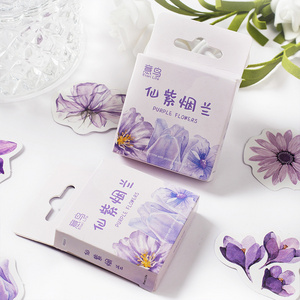 Mr. paper 1 Design 46 Pcs / Set Purple Flowers Series Stickers Romantic Plants Decoration Stickers Pack For Kraft Scrap Book