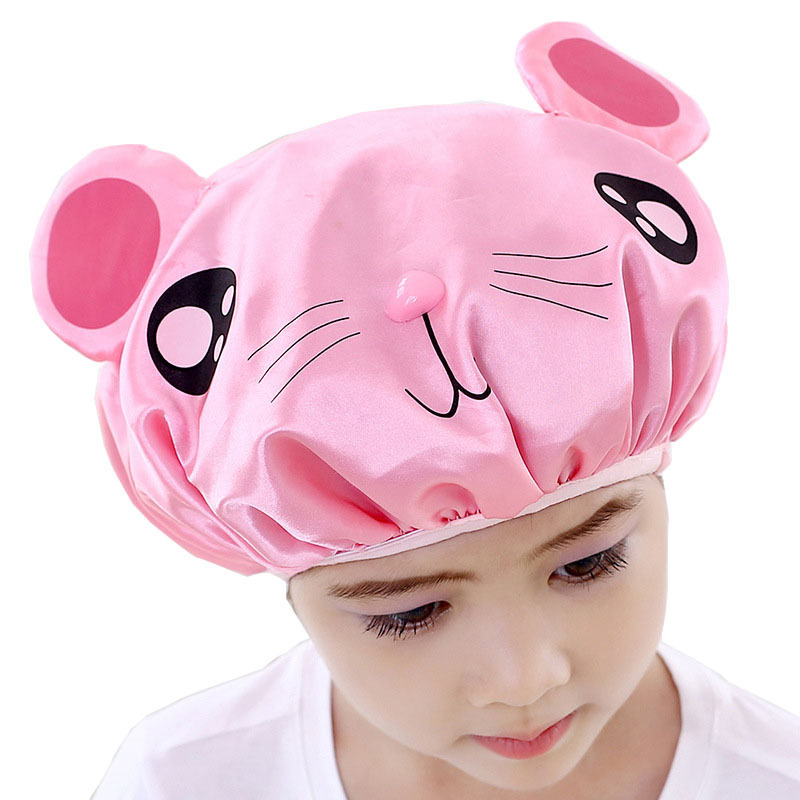 Cute Kids Shower Cap Funny Frog Piglet Mouse Cartoon Bath Hat Boys and Girls Waterproof Hair Shower Bath Caps