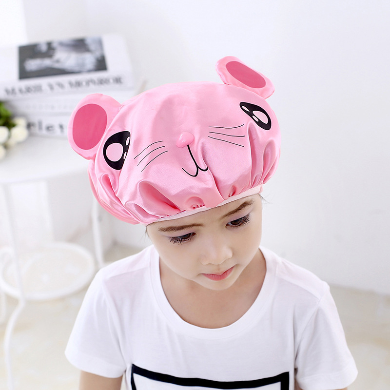 Cute Kids Shower Cap Funny Frog Piglet Mouse Cartoon Bath Hat Boys and Girls Waterproof Hair Shower Bath Caps