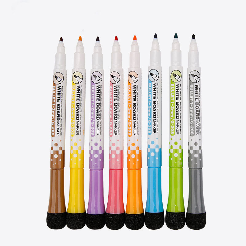 Wholesale High Quality 8 Colors Magnetic White Board Pen Eraser Dry Erase Ink Whiteboard Marker Pen Set