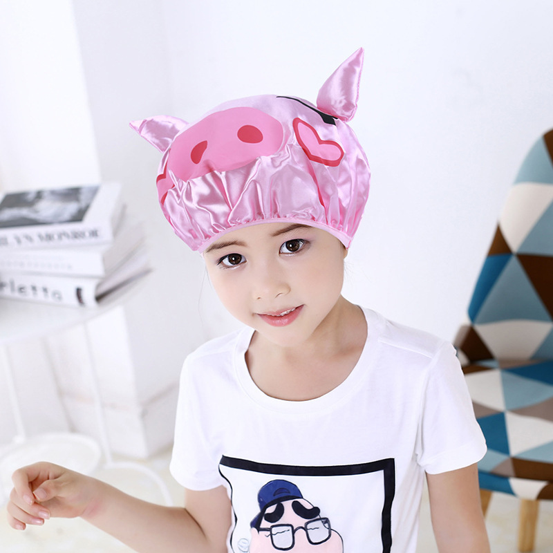 Cute Kids Shower Cap Funny Frog Piglet Mouse Cartoon Bath Hat Boys and Girls Waterproof Hair Shower Bath Caps