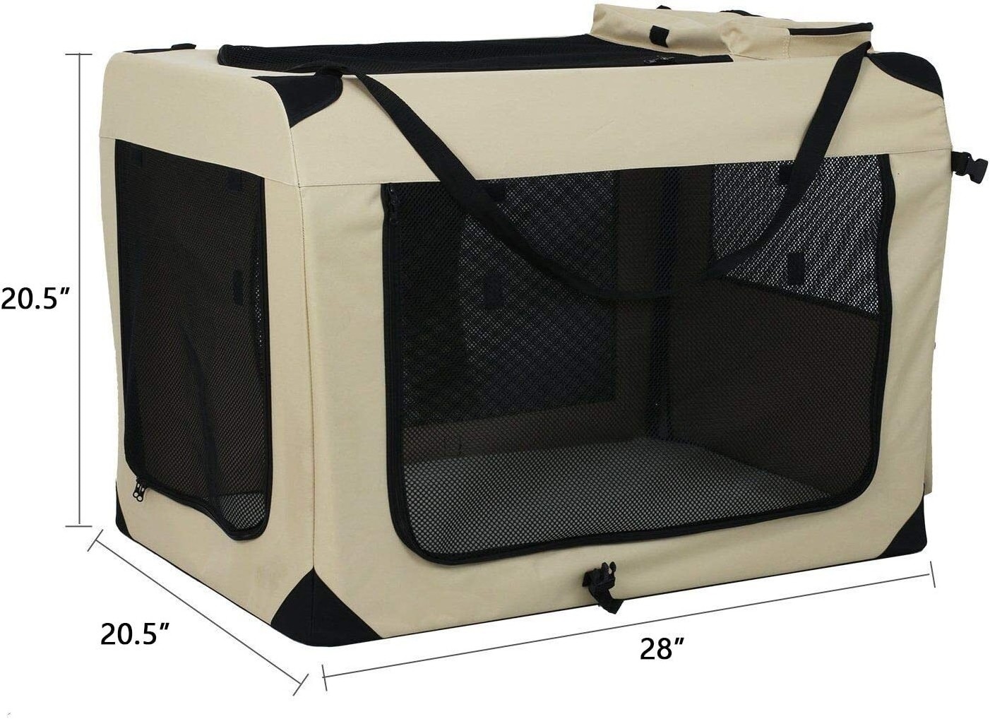 3-Door Collapsible Soft-Sided Folding Travel Crate Dog Kenne Portable Folding Soft Dog Crate for Outdoor and Travel Crate Kennel